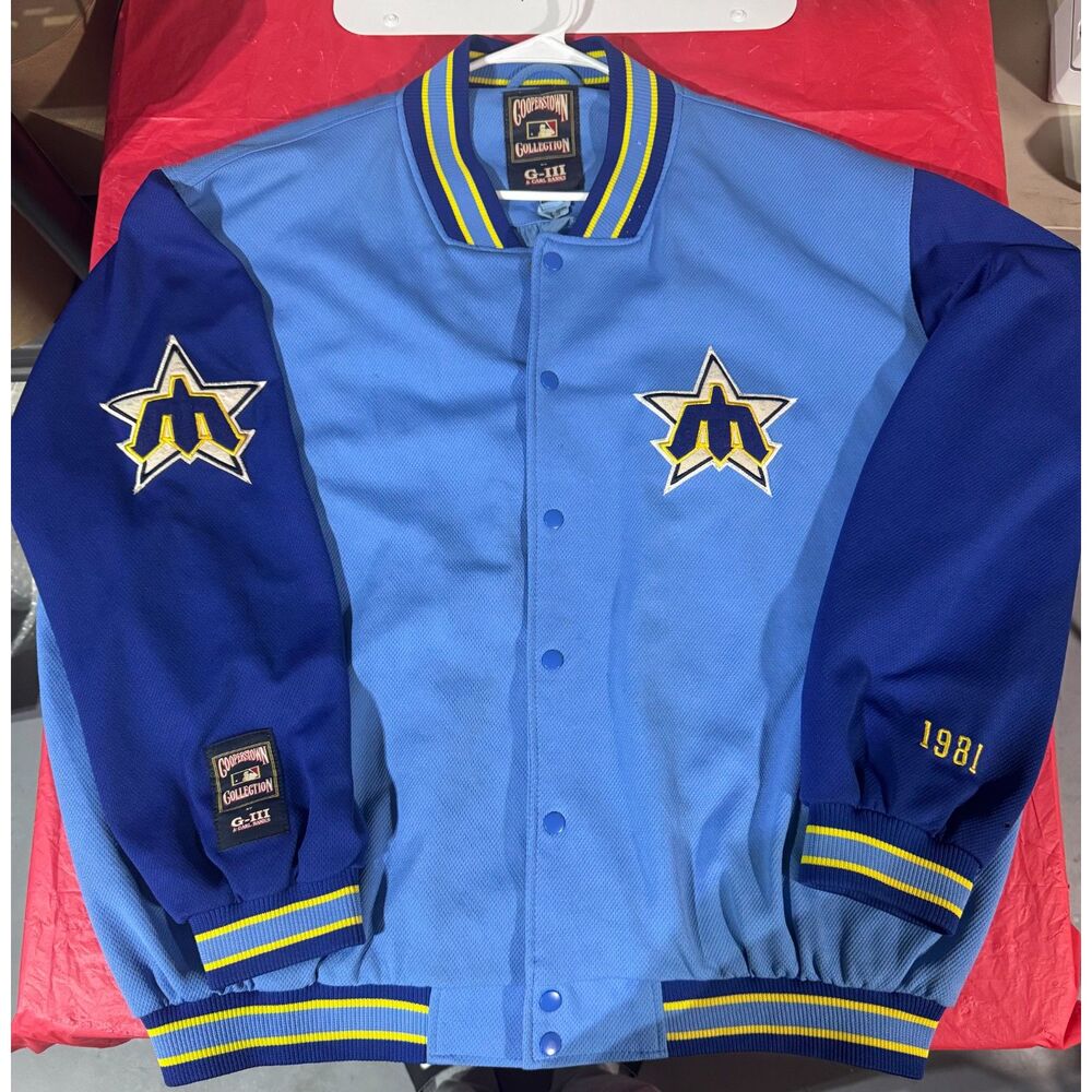 Vintage G-III Seattle Mariners 1981 Cooperstown Jacket Bomber 2XL Distressed